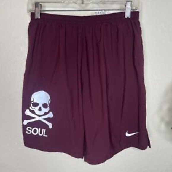 Nike Running Dri Fit Soulcycle Athletic Shorts Men’s Skull In Red Marron M - Picture 1 of 7